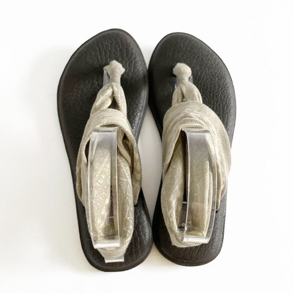 Sanuk Yoga Sling Sandals Women's 7 Neutral Print Open Toe Flats Sling Back - Picture 6 of 16